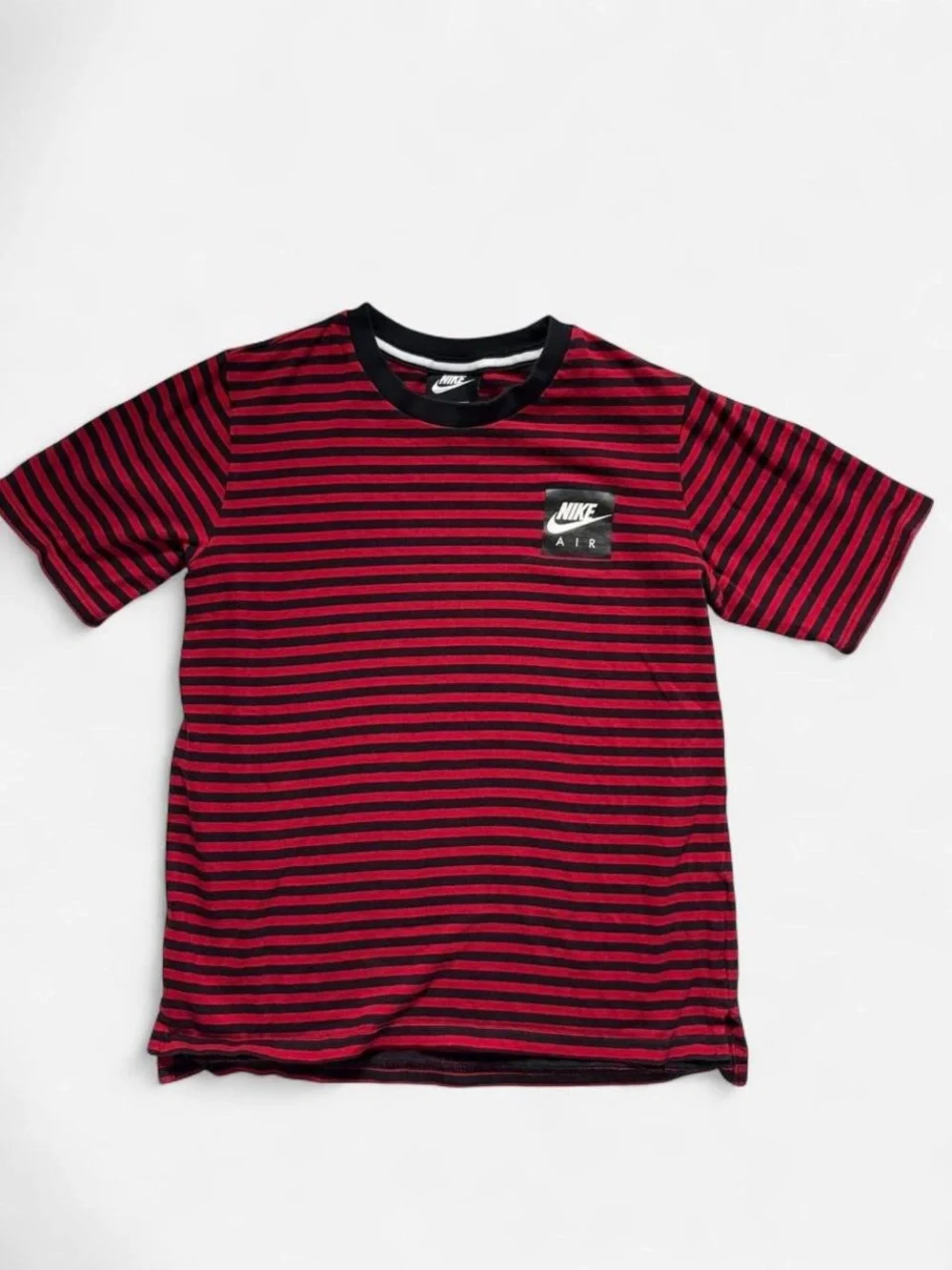 Nike Red & Black Striped Short Sleeve Tee